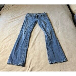 Women's Miss Me Bootcut Denim Blue Jeans Size 30 JP5016 Embroidered Cross